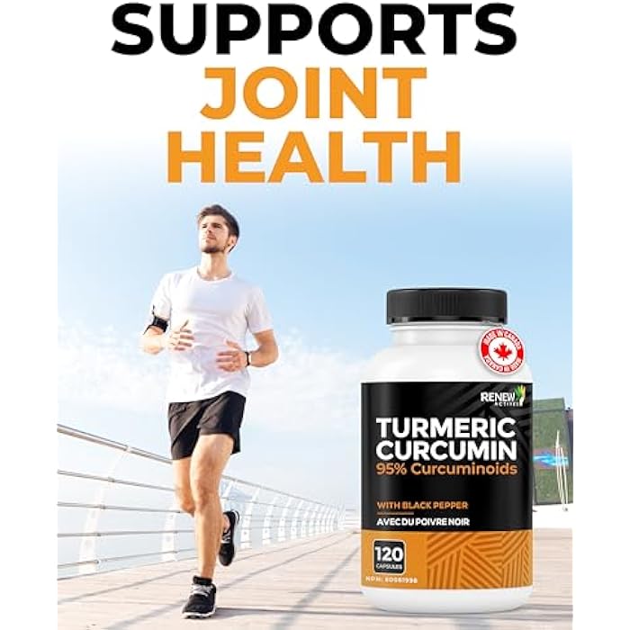 Renew Actives Turmeric Curcumin with Black Pepper – 600MG Turmeric Root, 100MG Curcuminoids per 2 Capsules – Supports Digestion, Liver Health, Joint Relief & Mobility – Made in Canada – 120 Capsules - Image 2