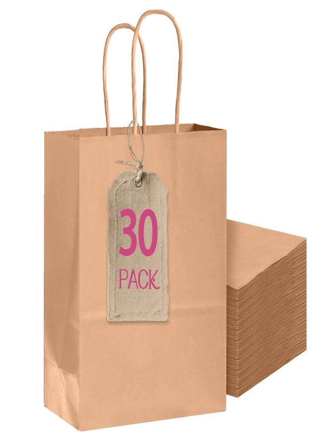 Bakepacker 30-Pack Medium Size Gift Paper Bags with Handles Bulk 10.6"x8.3"x4.3" Brown Party Kraft Shopping Bags - Image 1