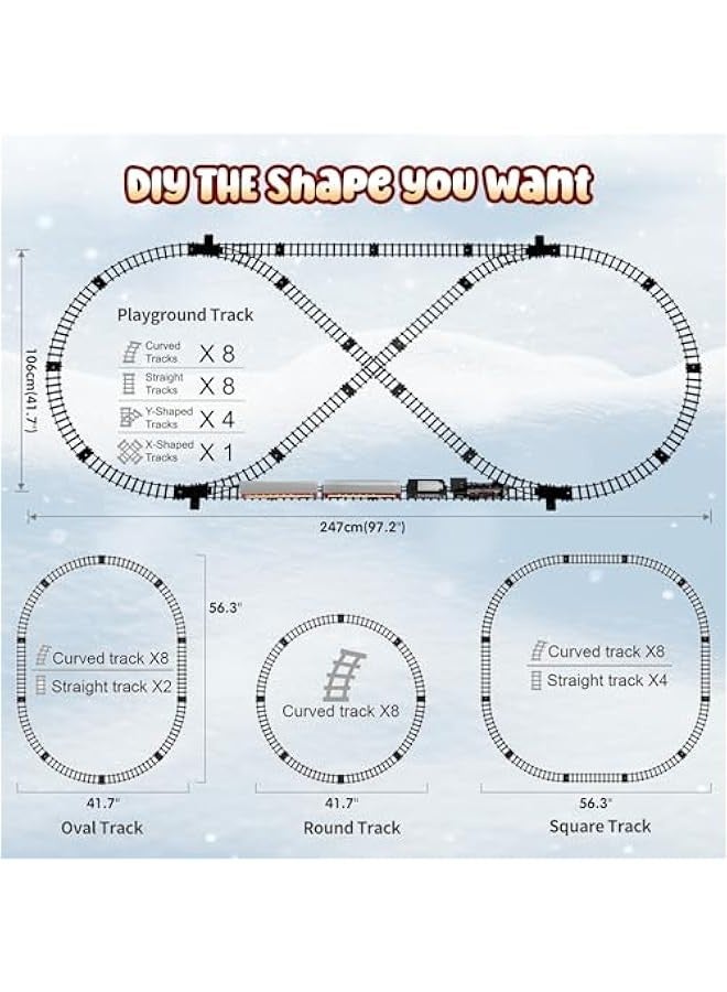 هوت بي مجموعة قطار - العاب قطار معدنية مع مسارات فاخرة وراكب متوهج، مجموعات قطار ال حول الشجرة مع دخان واضواء واصوات مجموعة قطار العاب للاطفال بعمر 3 4 5 6 7 سنوات فما فوق هدايا للاولاد - Image 4