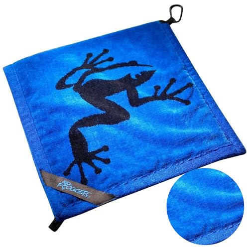 Frogger Amphibian 2-in-1 Golf Towel with Wet and Dry Technology, Blue/Black, Premium Golf Bag Accessory with Carabiner Clip, Ultra Absorbent, for Golf Dads - Image 1