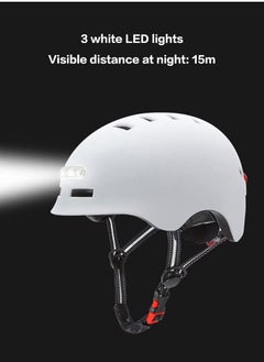 Generic 2022 NEW Bike Cycling Helmet Smart Led Tail Light Bike Adult Electric Bicycle MTB Road Scooter For Sport Urban Helmet Men Women(L: 58-61cm) WHITE  - Image 3
