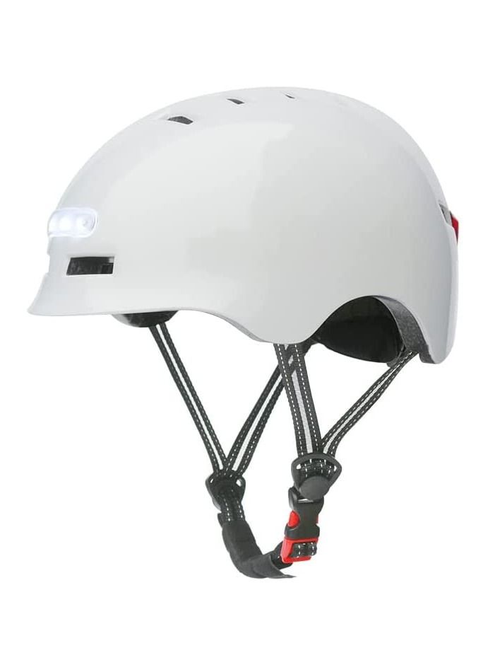 Generic 2022 NEW Bike Cycling Helmet Smart Led Tail Light Bike Adult Electric Bicycle MTB Road Scooter For Sport Urban Helmet Men Women(L: 58-61cm) WHITE  - Image 1