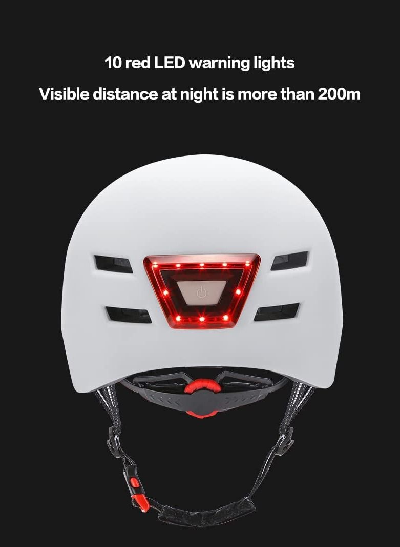 Generic 2022 NEW Bike Cycling Helmet Smart Led Tail Light Bike Adult Electric Bicycle MTB Road Scooter For Sport Urban Helmet Men Women(L: 58-61cm) WHITE  - Image 4