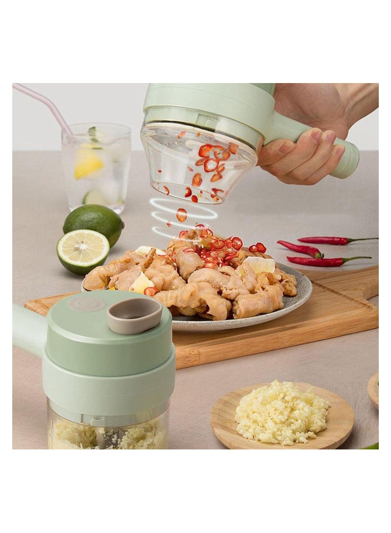 4 in 1 Handheld Electric Vegetable Cutter Set, Mini Hand-held Wireless Electric Garlic Mud Masher Chopper, Mixer Auxiliary Food Slicer Dicer for Garlic Pepper Chili Onion - Image 3