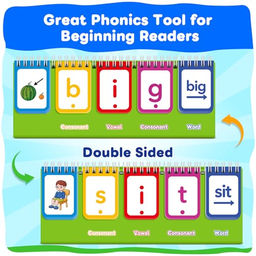 PraxiKidy CVC Word GamesPhonics Flash Cards for Preschool Kindergarten Learning ActivitySpelling Reading Manipulative Educational Toy Speech Therapy Homeschool Classroom School Teacher Supplies - Image 5