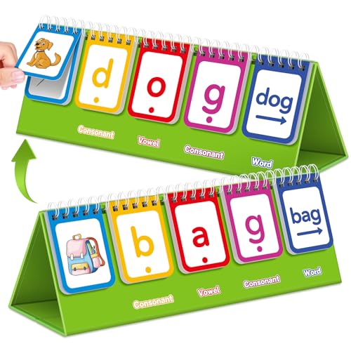 PraxiKidy CVC Word GamesPhonics Flash Cards for Preschool Kindergarten Learning ActivitySpelling Reading Manipulative Educational Toy Speech Therapy Homeschool Classroom School Teacher Supplies - Image 1