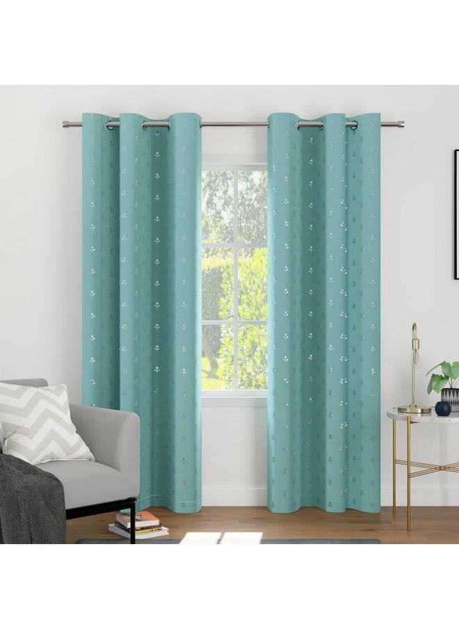 Encasa XO Printed Blackout Curtains 7 ft, 2 pcs | Silver Foil Buti Teal Design I Room Darkening - Blocks 85% Light | Sound and Heat Reduction for Bedroom, Living Room I Machine Wash - pzsku/ZEE38C419C2C9E82594F3Z/45/_/1738305955/46fb2637-e8cd-49ca-ab13-15239108a2fd