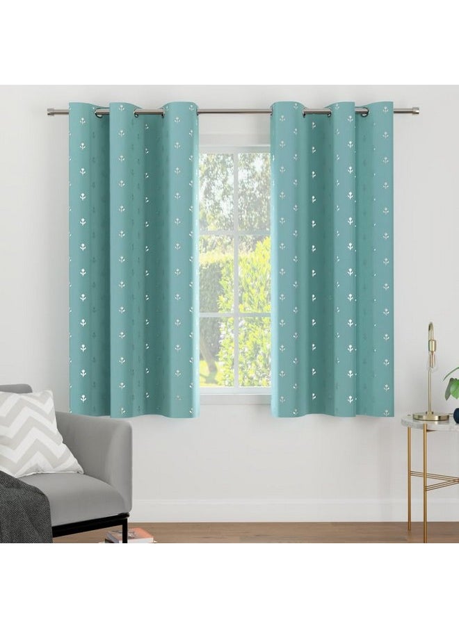 Encasa XO Printed Blackout Curtains 7 ft, 2 pcs | Silver Foil Buti Teal Design I Room Darkening - Blocks 85% Light | Sound and Heat Reduction for Bedroom, Living Room I Machine Wash - pzsku/ZEE38C419C2C9E82594F3Z/45/_/1738305981/3ac18bd3-cfab-49aa-bf63-6e3437d2e58e