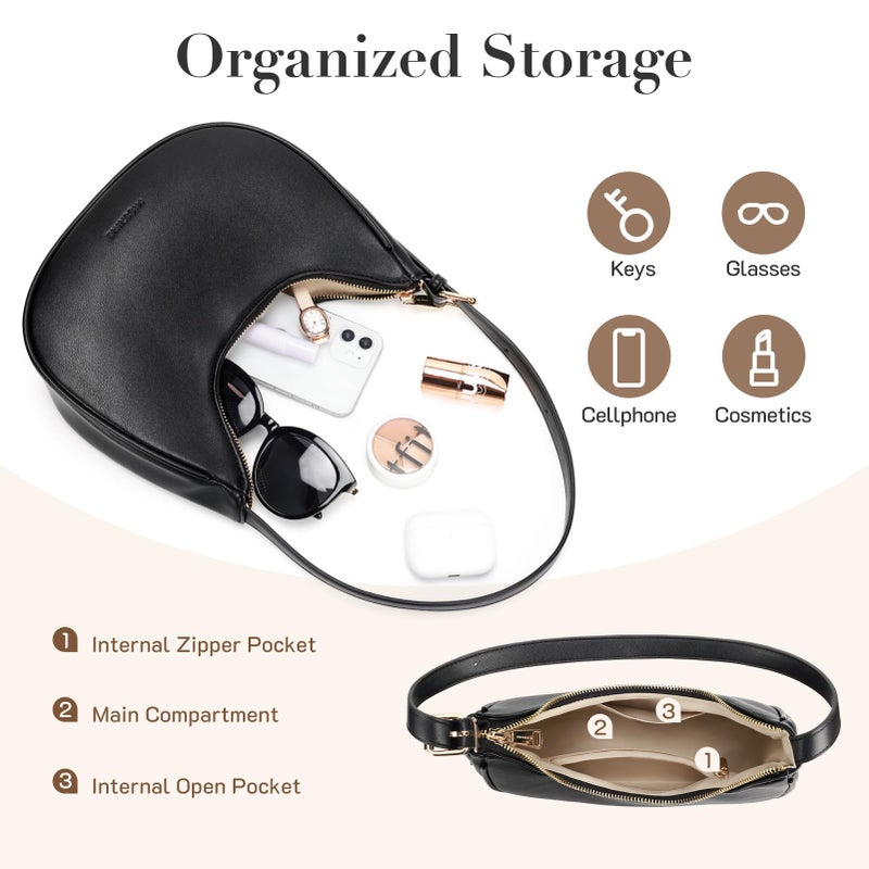 Missnine Shoulder Bag Purses for Women Small Handbags Mini Clutch Purse with Adjustable Strap Trendy Hobo Underarm Crescent - Image 4