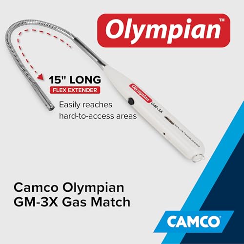 Camco Olympian GM-3X Adjustable Flame Gas Match - Features Windproof Continuous Ignition & Slender Design Equipped with Safety Lock - Refillable with Butane Lighter Fluid (57549) - Image 2