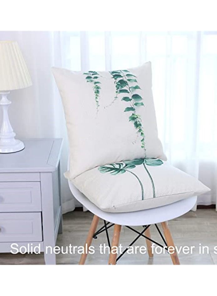 Pillowcase Set of 4 Decorative Throw Pillow Covers 18x18 Inch for Couch Flowers Square Summer Accent Pillows Cover Case for Cushions Sofa Bed Cushion and Living Room Outdoor Decoration - Image 2