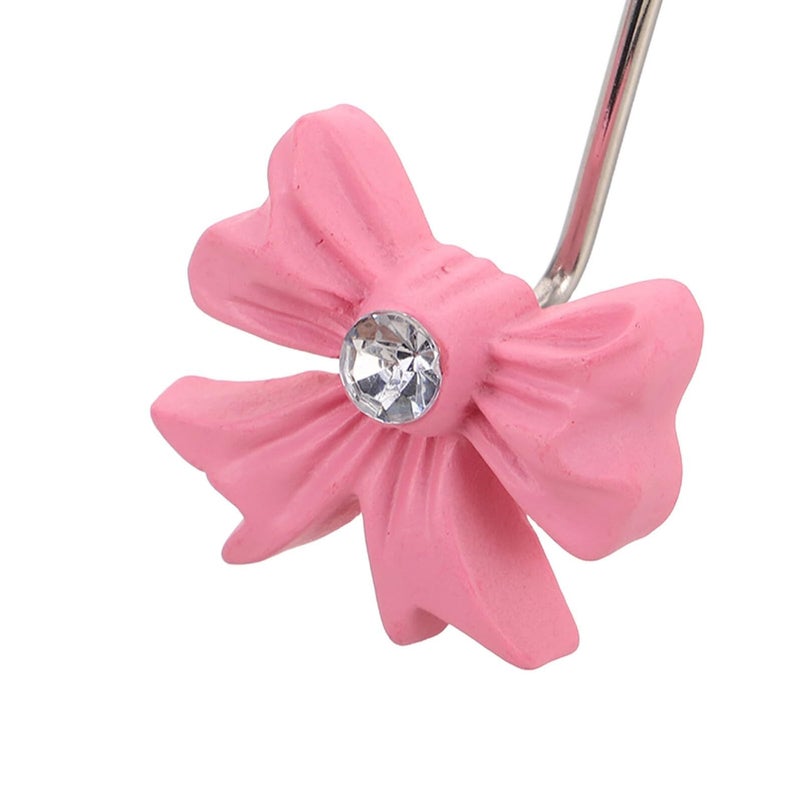 Pink Bow Knot Shower Curtain Hooks 12 Pack Resin Bathroom Window Drapery Rings - Image 4