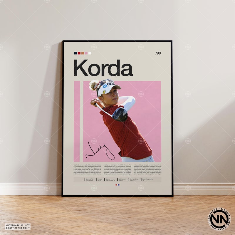 TNESSENTIAL Nelly Korda Poster, Golf Poster, Motivational Poster, Sports Poster, Modern Sports Art, Golf Gifts, Mid Century Modern, Golf Wall Art - Image 1