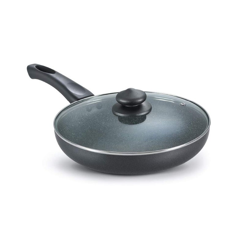 Prestige Omega Deluxe 24cm Granite Fry Pan with Glass lid|Gas & Induction Compatible | 5 Layers Non-Stick Cookware | Dishwasher Compatible - Image 1