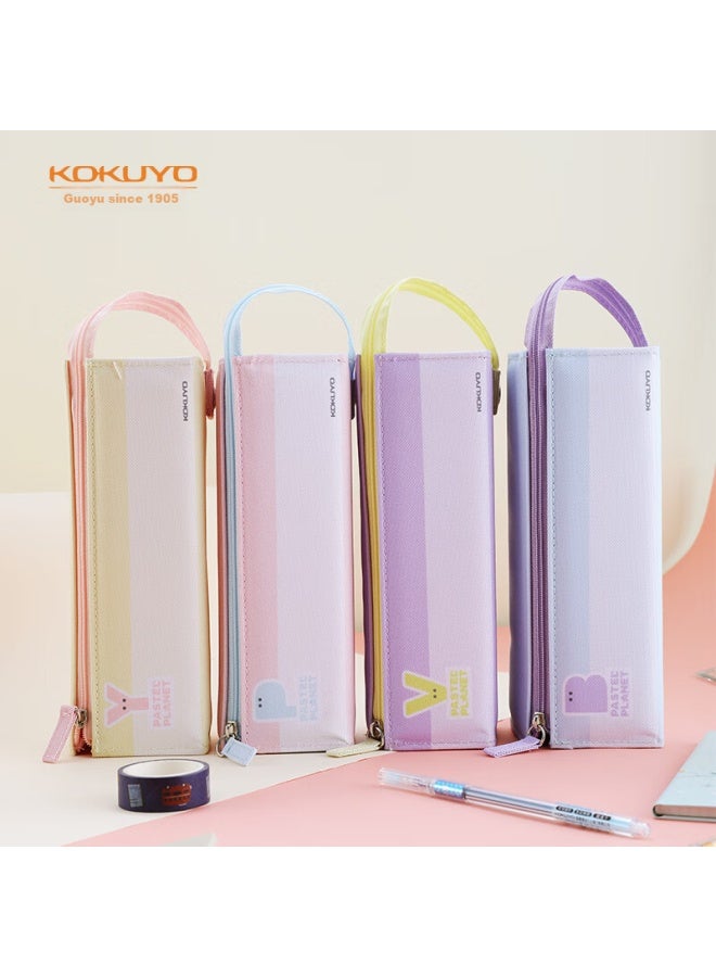 كوكويو Kokuyo Light-colored Planet C2-r حافظة أقلام، صندوق تخزين أقلام بسعة كبيرة، يتضمن جيب جانبي، وردي، 1 قطعة، Wsg-pcj23p - Image 1
