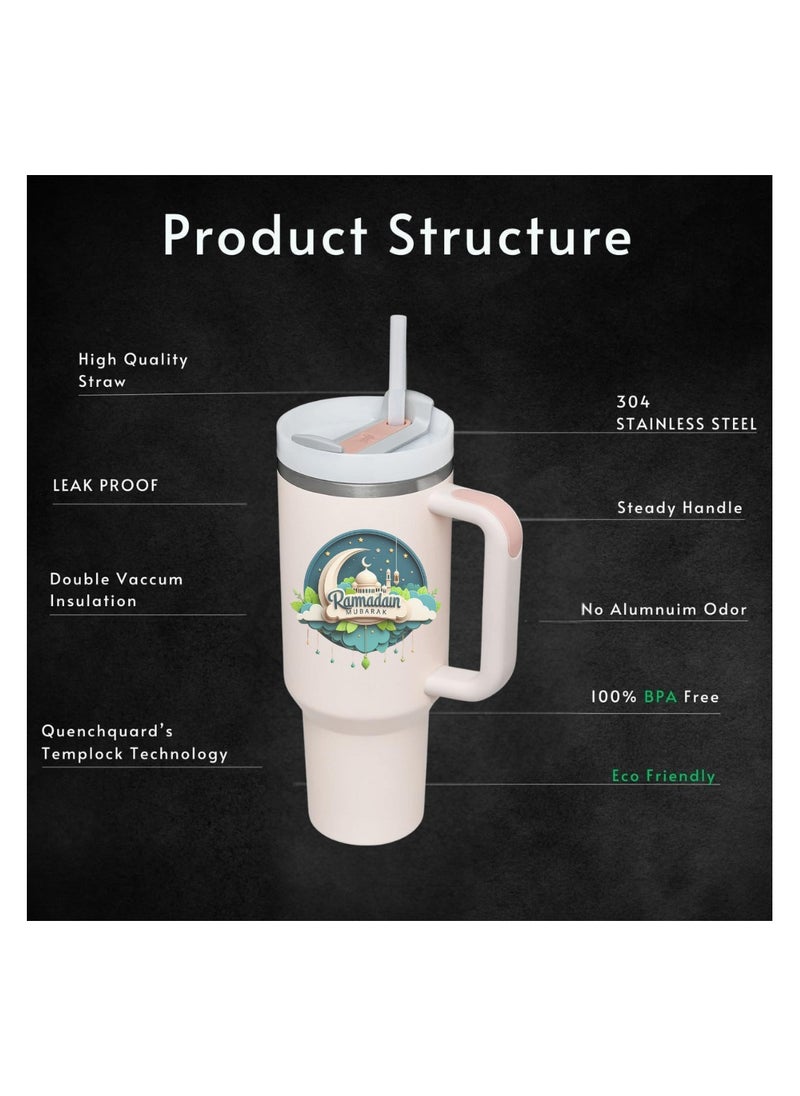 PRINTSHOP4ME - Ramadan Tumbler Mug For Hot And Cold|1200ml Insulated Tumbler With Lid|Stainless Steel Tumbler With Straw|Travel Tumbler,Coffee Mug For Office,Home - Image 1