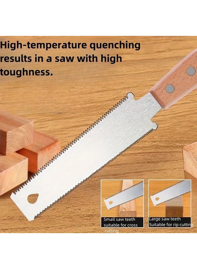 Premium Flat Cutting Saw Square Head Wood Handle Saw With Double Edge SK5 Blade For Flexible Precise Trimming And Clean Smooth Surface Durable For Camping Garden Repair And More - Image 2