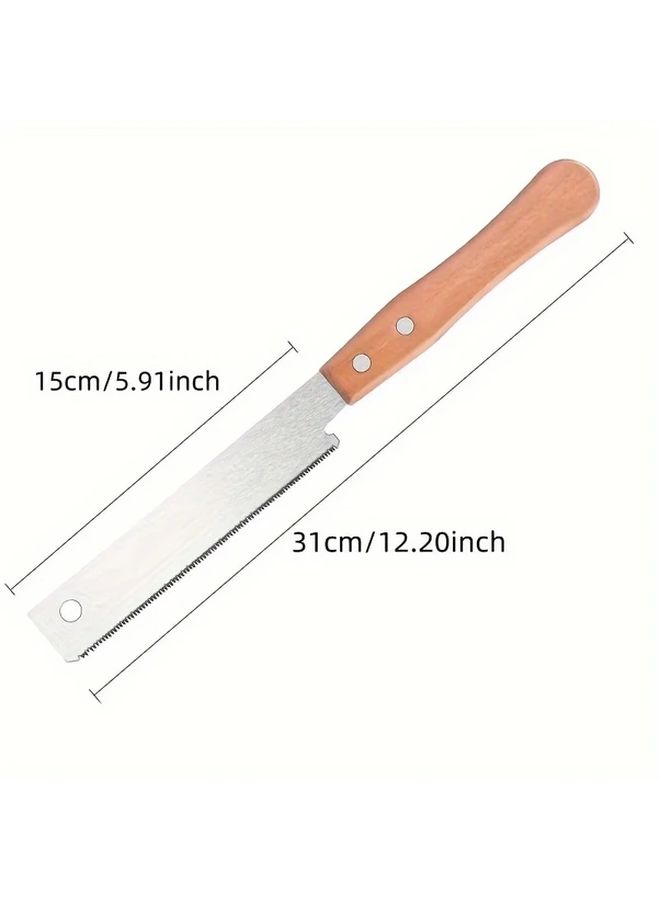 Premium Flat Cutting Saw Square Head Wood Handle Saw With Double Edge SK5 Blade For Flexible Precise Trimming And Clean Smooth Surface Durable For Camping Garden Repair And More - Image 4
