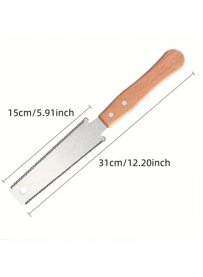Premium Flat Cutting Saw Square Head Wood Handle Saw With Double Edge SK5 Blade For Flexible Precise Trimming And Clean Smooth Surface Durable For Camping Garden Repair And More - Image 3