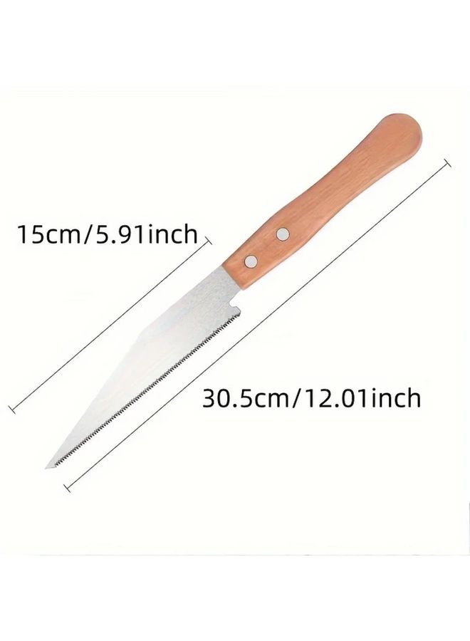 Premium Flat Cutting Saw Square Head Wood Handle Saw With Double Edge SK5 Blade For Flexible Precise Trimming And Clean Smooth Surface Durable For Camping Garden Repair And More - Image 5