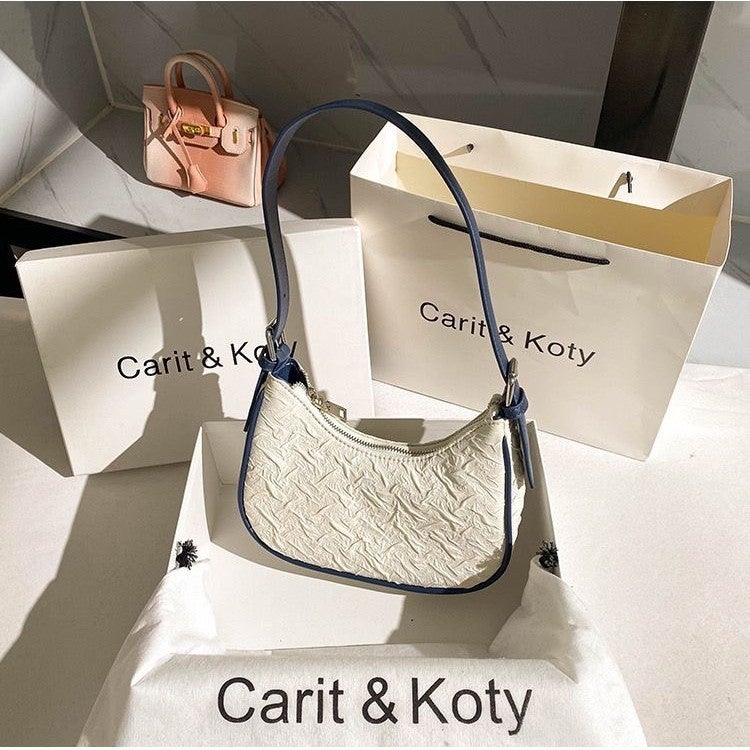 Women's Crinkled White PU Shoulder Bag - Image 4