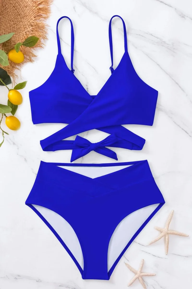 Angelsin Stylish Waist Belt Detail Bikini Top