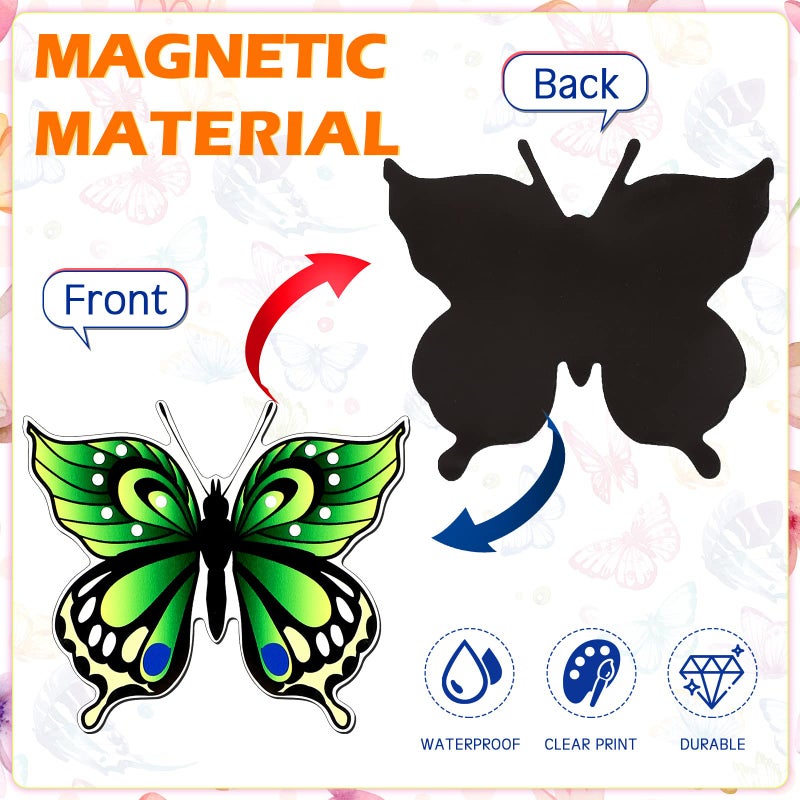 اياستي 10 قطع من ملصقات الشاشة المغناطيسية على شكل فراشة، ملصقات شاشة مزدوجة الجوانب، واقي باب الشاشة المغناطيسي المرن، مغناطيس الثلاجة متعدد الألوان للأبواب المنزلقة للشاشة (نمط رشيق) - Image 4