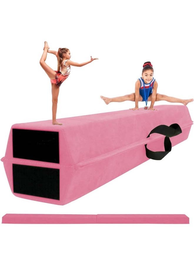 L&E 8ft Folding Balance Beam, Portable Gymnastics Beam Equipment with Non Slip Rubber Base & Suede Cover for Training/Practice/Professional Home Exercise  - Image 1