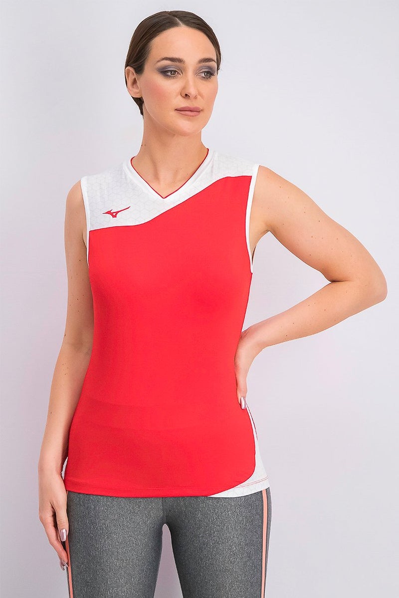 Mizuno Women Premium High,Kyu Tank, Red and White - Image 1