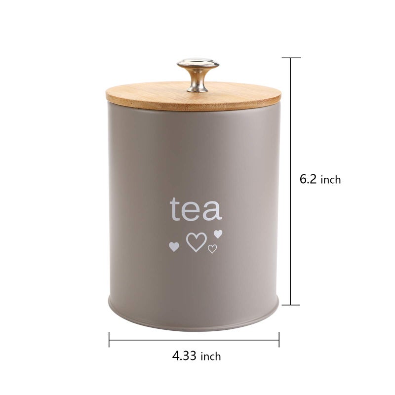 Fasmov مجموعة فاسموف من 3 حاويات مطبخ، حاويات تخزين القهوة والسكر والشاي مع أغطية من الخيزران لتخزين السكر والقهوة والشاي، رمادي - Image 3