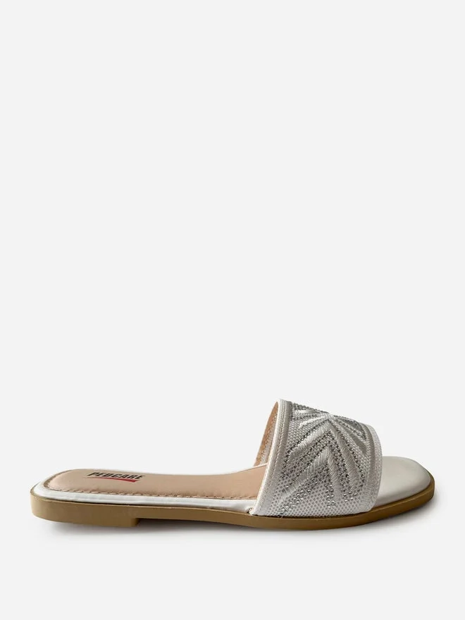 Take Two Embellished Slip-On Flat Sandals By Pedcare