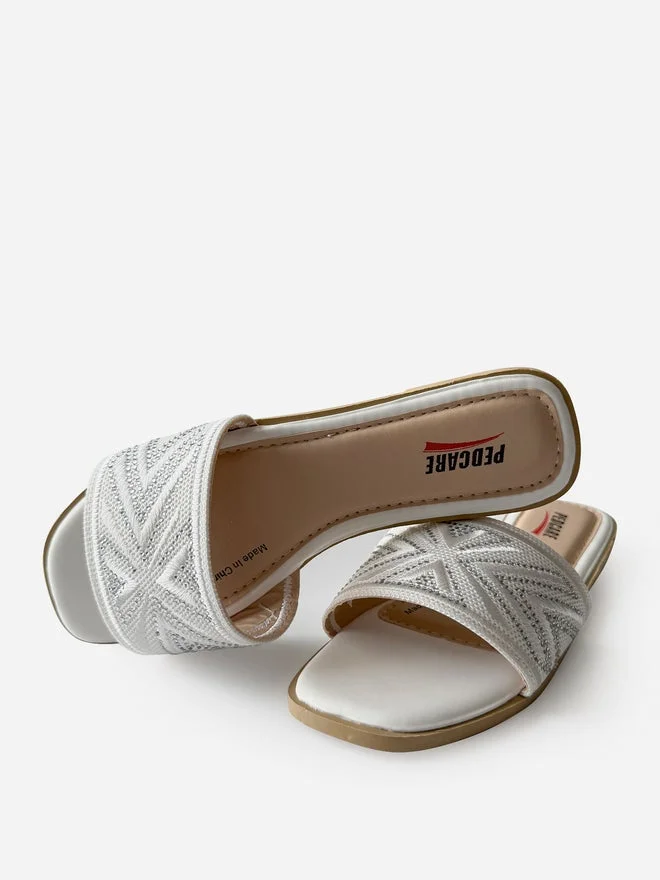 Take Two Embellished Slip-On Flat Sandals By Pedcare