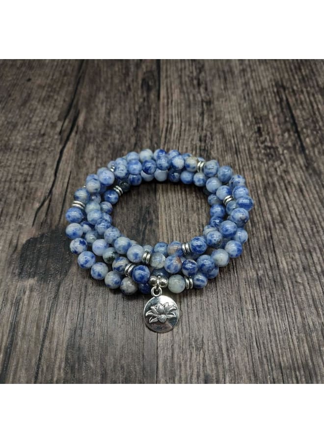 Self-Discovery 108 Bead Mala Bracelet with Lotus Charm and 6mm Small Stone Beads, Stone,  - Image 4