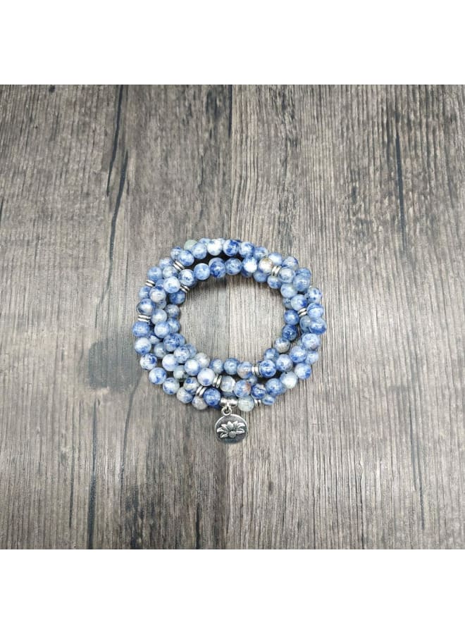 Self-Discovery 108 Bead Mala Bracelet with Lotus Charm and 6mm Small Stone Beads, Stone,  - Image 5