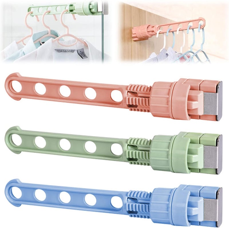 comfrt Folding Wall Mount Clothes Hanger - [2023 New] Non-Drilling Wall Mounted Clothes Hanger Rack - Portable Travel Laundry Drying Rack - 5/6 Holes Multi- Functional Clothes Holder (5Holes-3PC) - Image 1