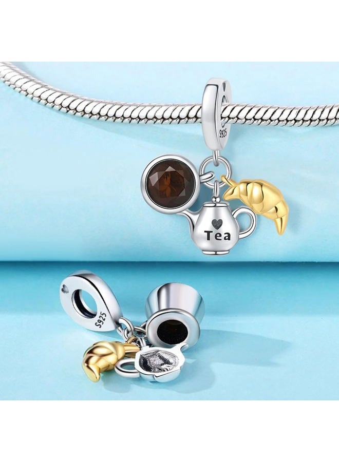 CYCUFF 925 Sterling Silver Charms for Bracelets and Charm Necklaces, Bracelet Pendants Beads Jewellery Gift for Girls Women (Starlight Glitter Charm), Sterling Silver, 925 sterling silver - Image 3