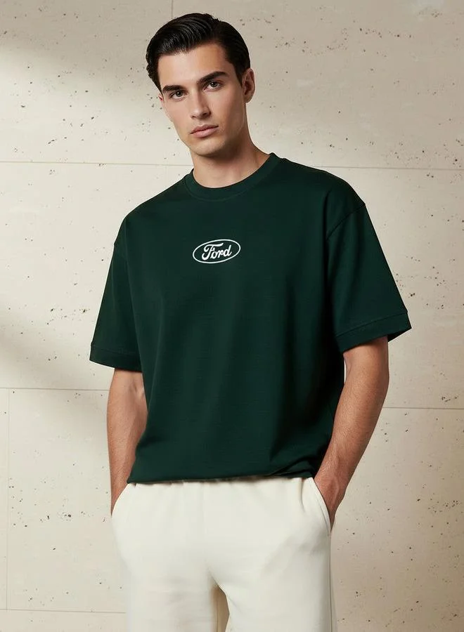 اس بي كاركترز Men Regular Fit Crew Neck Short Sleeves Ford Bronco Print T shirt