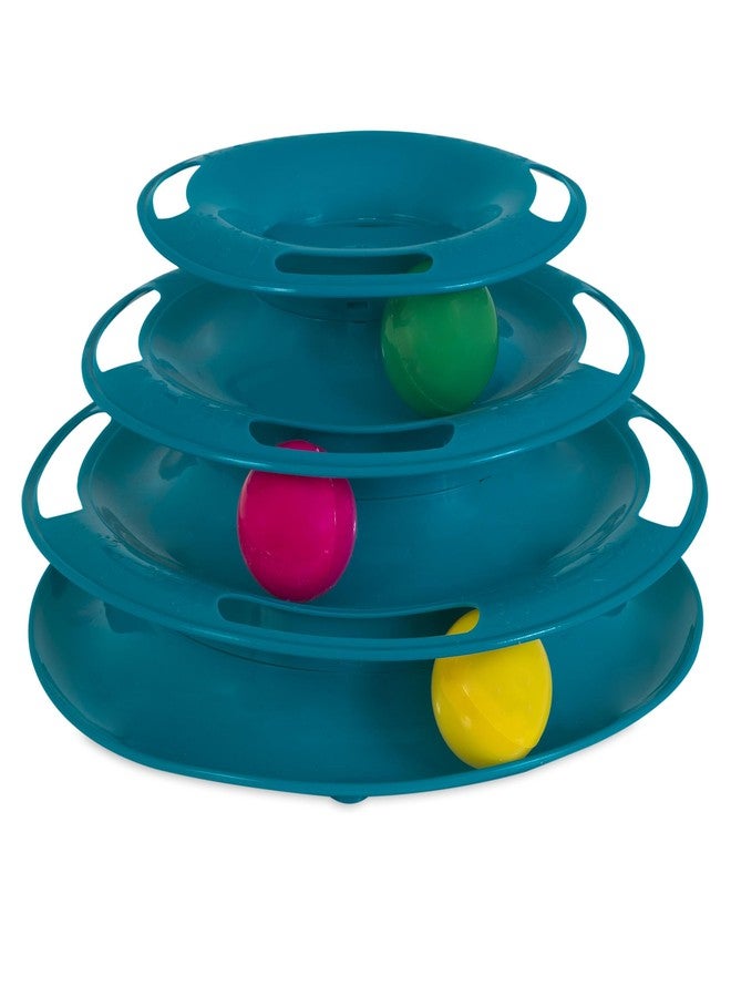 بت زون لعبة بيت زون بيزي بول، برج القطط ذو الثلاثة مستويات، لعبة خشخيشة بلاستيكية، لعبة ممتعة للقطط مع 3 كرات لتنمية غريزة الصيد. - Image 1