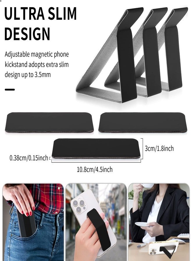 cobee 3 Pack Cell Phone Kickstand, Multi-Angle Kickstands, Horizontal & Vertical Phone Stand, Ultra Slim Phone Stand Stick on Phone Kickstand Holder for Most Smartphones(Black) - Image 3