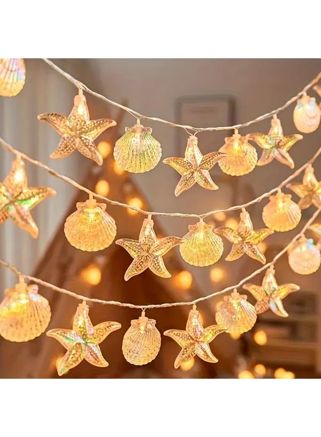 أضواء النجوم البحرية والقواقع والأسلاك المعلقة 78.74 بوصة 10 مصابيح LED أضواء خرافية لحفلات المنزل والزفاف - Image 2