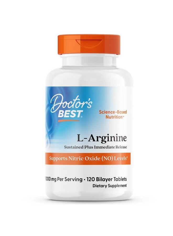 Doctor's Best Sustained Plus Immediate Release L-Arginine, Non-GMO, Vegan, Gluten & Soy Free, 500 mg, Tablet, 120 Count - Image 1