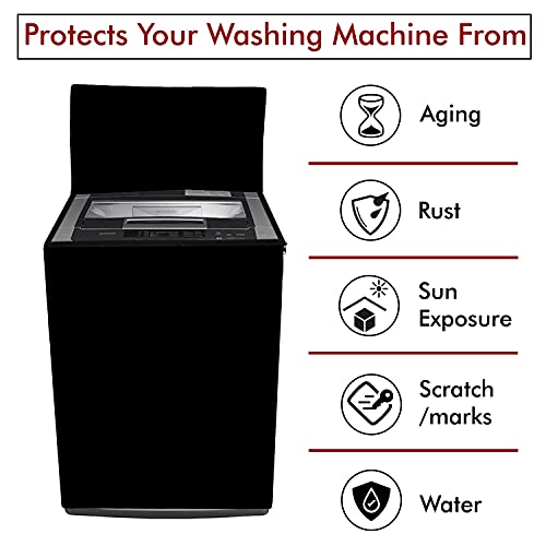 Yellow Weaves Top Load Fully Automatic Washing Machine Cover for 6 kg, 6.5 kg, 7kg, 7.5 kg & 8kg Waterproof & Dust-Proof Top Loading Machine Protective Cover (Dimensions- 59x59x86 cm, Black) - Image 4