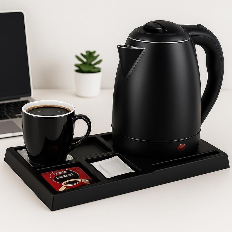 Biki طقم غلاية فندقية فاخرة مع صينية و2 كوب – ضمان سنتين | Hotel Kettle Set with Tray and 2 Cups | (1.8, Liters) - Image 4