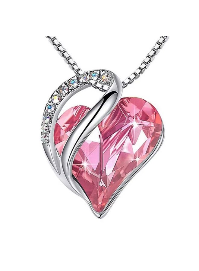 Infinity Love Heart Pendant Necklace with Birthstone Crystals Jewelry Gifts Necklace - Image 1
