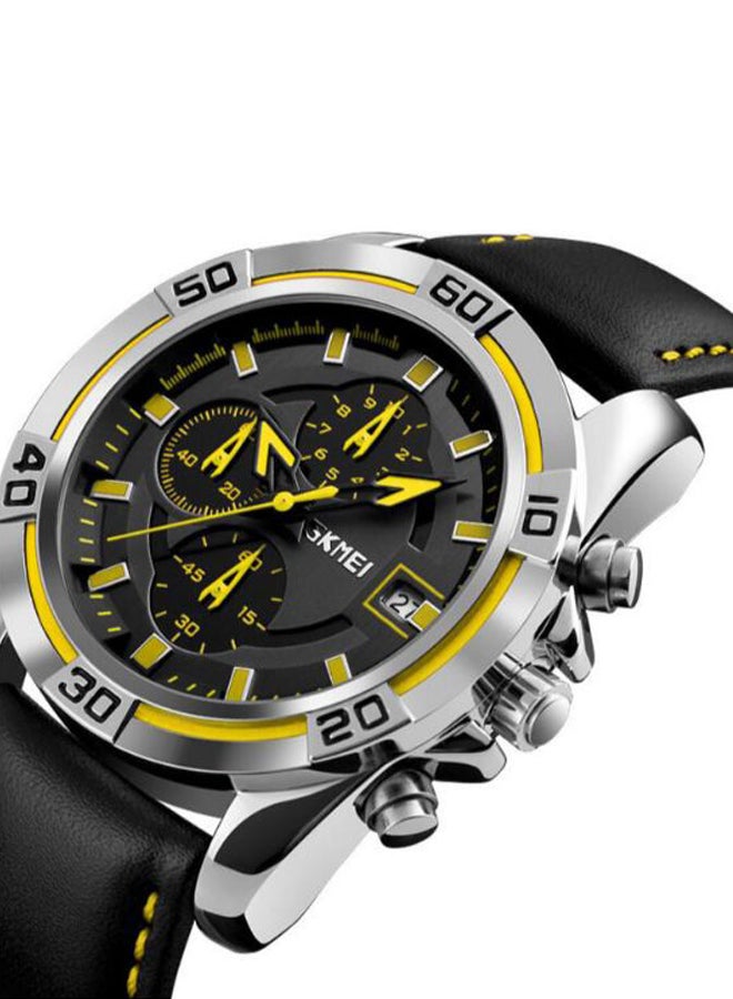 SKMEI Men's Leather Chronograph Watch 9156 - 47 mm - Black - Image 2