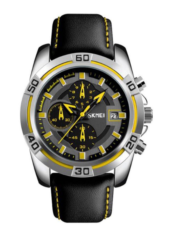 SKMEI Men's Leather Chronograph Watch 9156 - 47 mm - Black - Image 1