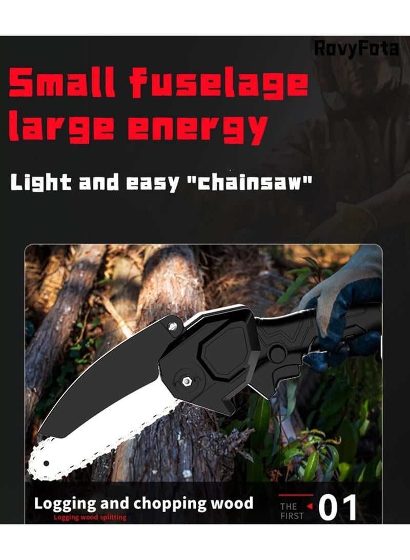 ALongDeng 6 inch Mini Chainsaw Cordless Handheld Electric Chainsaw One-Hand Portable Electric Saw for Tree Trimming Branch Wood Cutting Gardening - Image 4