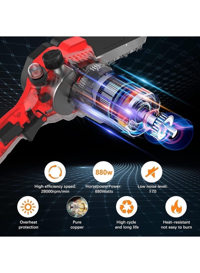 ALongDeng 6 inch Mini Chainsaw Cordless Handheld Electric Chainsaw One-Hand Portable Electric Saw for Tree Trimming Branch Wood Cutting Gardening - Image 5