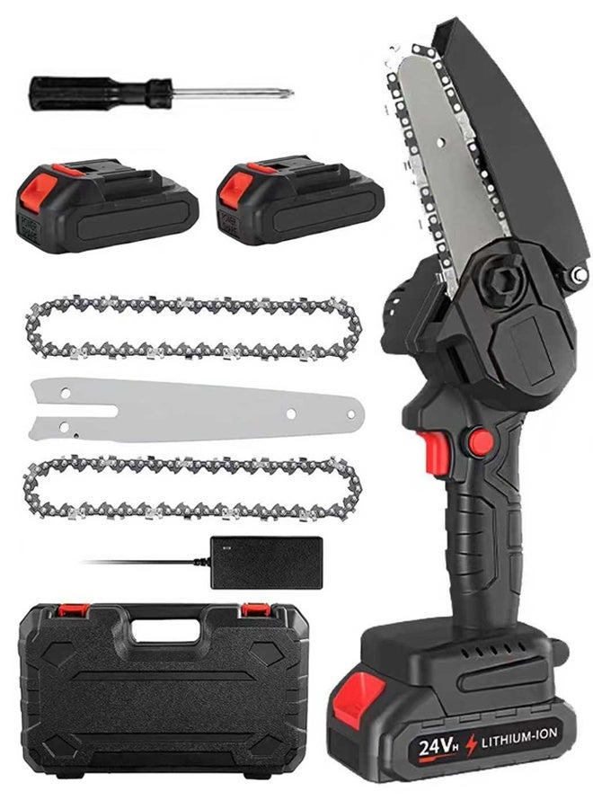 ALongDeng 6 inch Mini Chainsaw Cordless Handheld Electric Chainsaw One-Hand Portable Electric Saw for Tree Trimming Branch Wood Cutting Gardening - Image 1