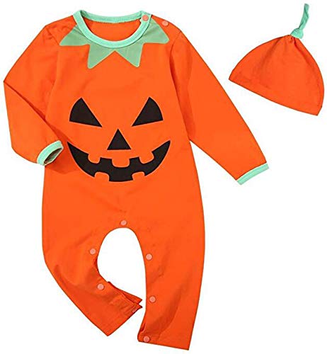 Happidoo Baby Boys Girls Halloween Outfit Newborn My First Halloween Clothes Pumpkin Outfit (Orange, 0-3 Months) - Image 1